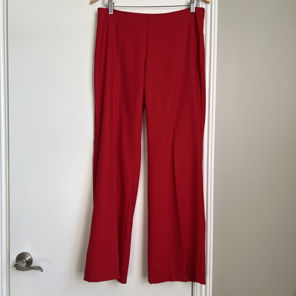 Sisley Sz 44 Trousers Pants Red Wide 80% Wool Made In Italy EXCELLENT